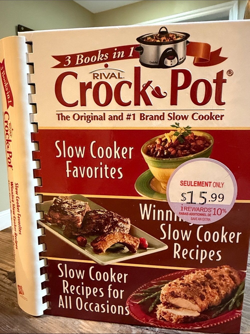 Rival Crock-Pot Slow Cooker Recipes spiral bound cookbook - 3 in 1